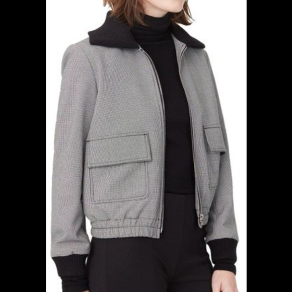 CLUB MONACO Houndstooth Knit Collared Bomber Jacket - Picture 10 of 10